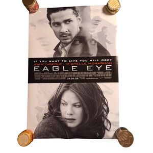 Eagle Eye 2008 Promo Movie Poster 27x40 Shia LaBeouf Michelle Monaghan R. Dawson